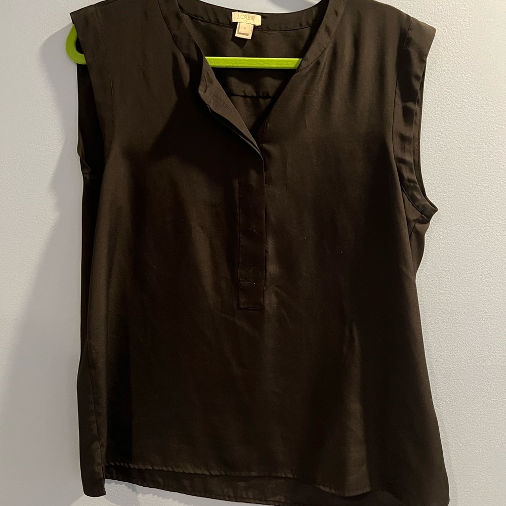 J crew black 100% polyester blouse with hidden buttons
